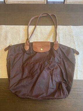 Longchamp Brown and Tan Le Pliage Nylon Tote